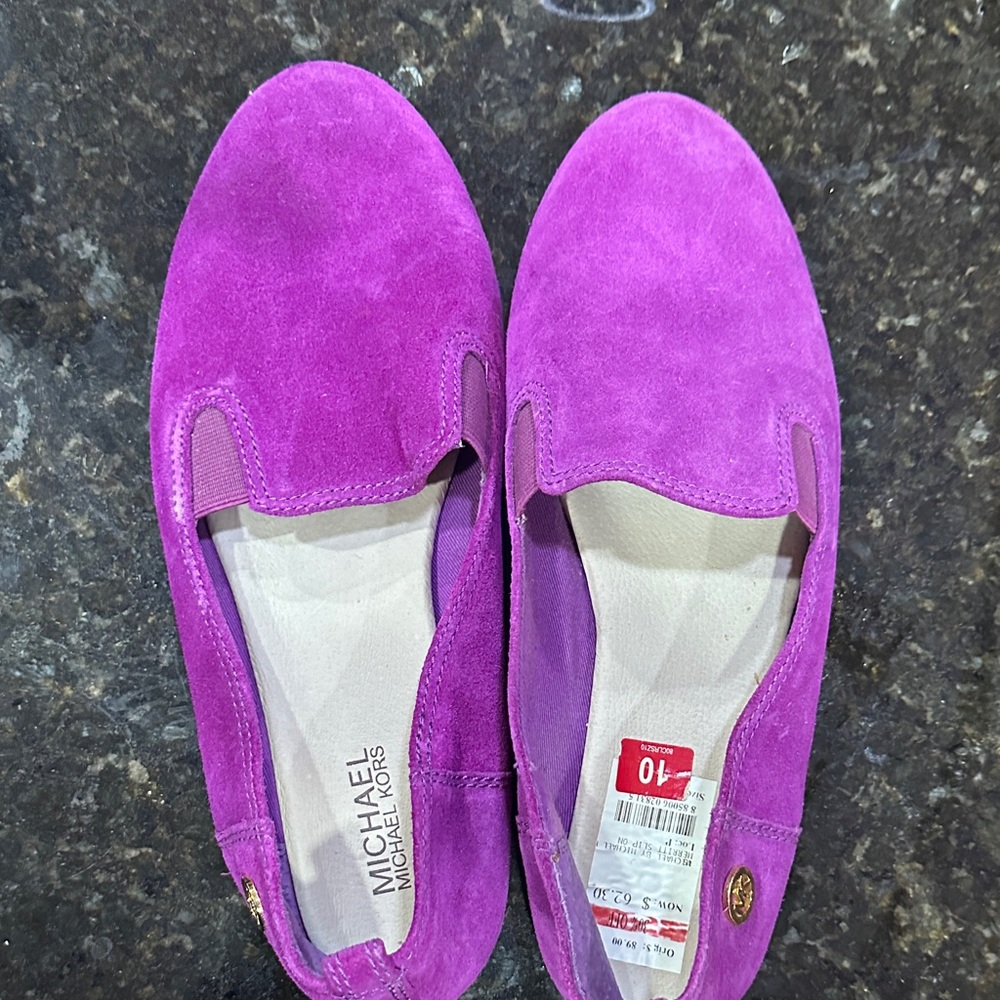 Michael Kors Women's Vibrant Purple Suede Slip-Ons
